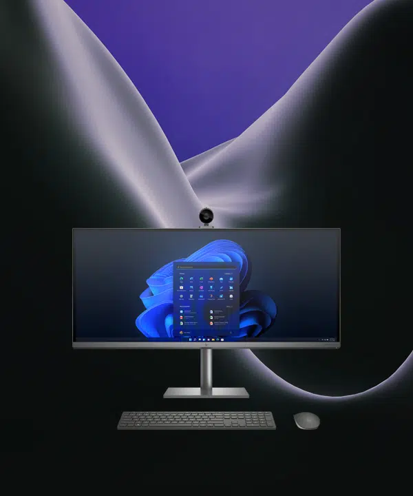 Desktop setup with monitor